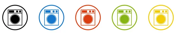 Iconen Cirkels Zwart Blauw Rood Groen Oranje Wasmachine — Stockfoto