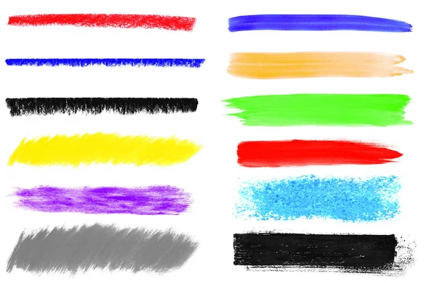 Collection Hand Painted Paintbrush Textures Stripes Banners — Stock Photo, Image
