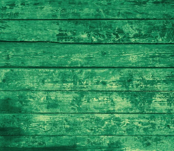 Parede Madeira Muito Resistente Com Pranchas Verdes Velhas — Fotografia de Stock