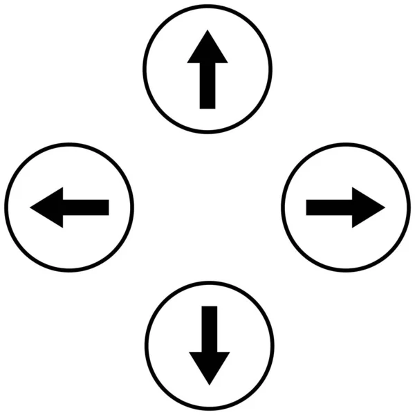 四すべての方向を示す黒い円の矢印 — ストック写真