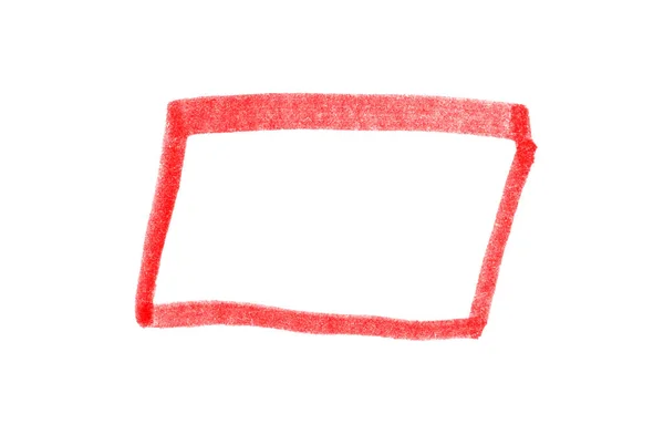 Retângulo Vermelho Desenhado Mão Quadro Feito Com Lápis — Fotografia de Stock