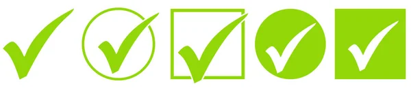 Green Tick Icons Check Voting Confirm Select — Stock Photo, Image