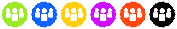 Красочных Круглых Кнопок Белыми Иконками Сообщество Команда Члены — стоковое фото
