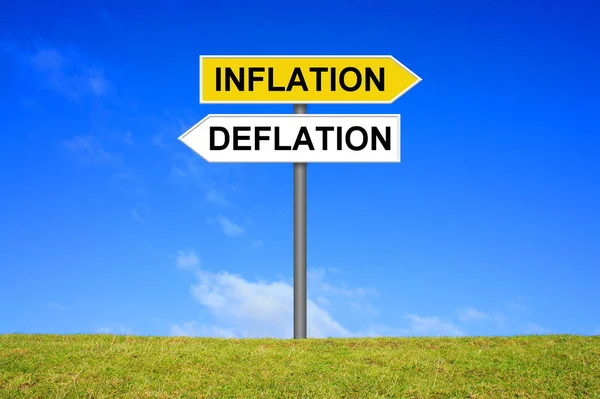 Vnější Ukazatel Ukazuje Inflaci Deflaci Německém Jazyce — Stock fotografie