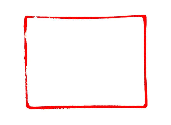 Czerwona Prostokątna Rama Wykonana Ołówkiem Lub Pędzlem — Zdjęcie stockowe