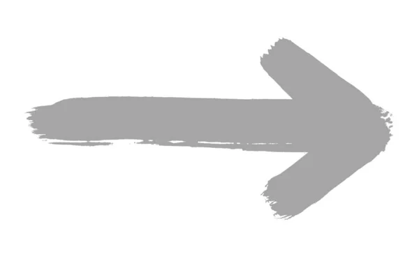 Ручна Пофарбована Стрілка Сірим Кольором Показує Праворуч Малюнок Пензлем — стокове фото