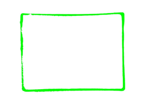 Πράσινο Ορθογώνιο Πλαίσιο Κατασκευασμένο Μολύβι Πινέλο — Φωτογραφία Αρχείου