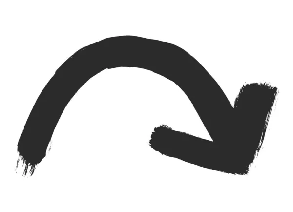 Black hand drawn arrow with curve