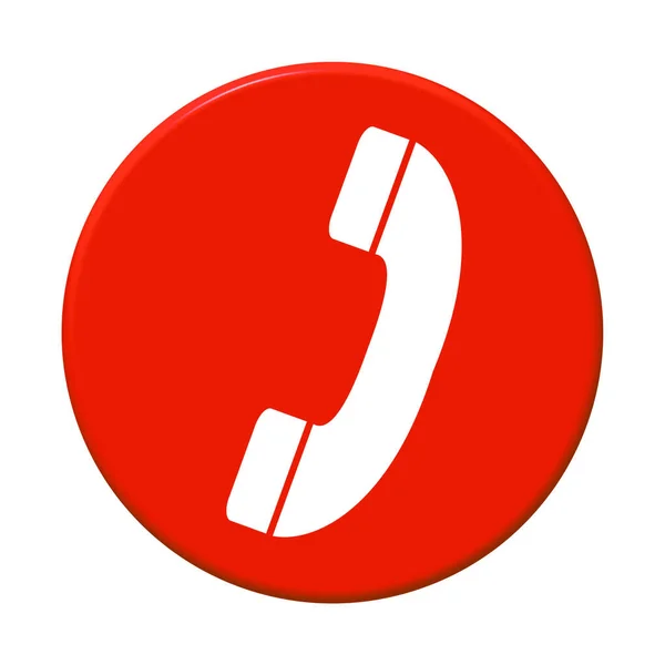 Kerek Piros Telefon Vagy Forródrót Ikon — Stock Fotó