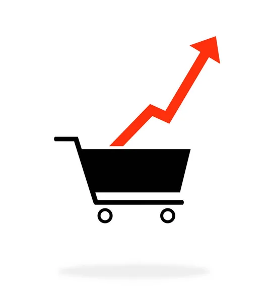 Shopping Cart Red Arrow Showing Upwards — Stock Photo, Image