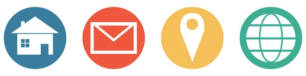 4按钮蓝色 橙色绿色 显示主页电子邮件地址和因特网 — 图库照片