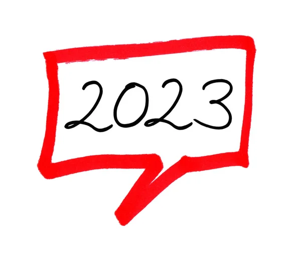 Bolha Fala Desenhada Mão Mostrando Ano 2023 — Fotografia de Stock