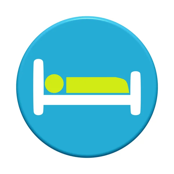 ベッドアイコン付きブルーラウンドボタン — ストック写真