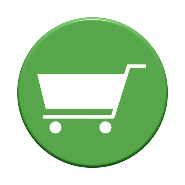 Зеленая Круглая Кнопка Значком Магазина — стоковое фото