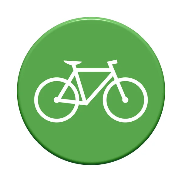 Зеленая Круглая Кнопка Значком Велосипеда — стоковое фото