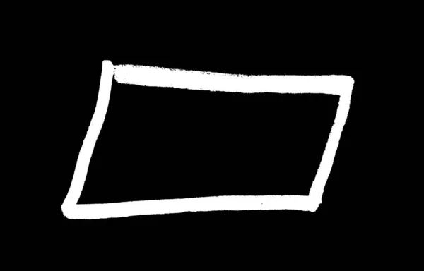 Esboço Retângulo Branco Feito Com Lápis Sobre Fundo Preto — Fotografia de Stock