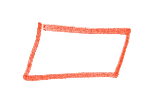 鉛筆で作られた赤い四角形のスケッチ — ストック写真