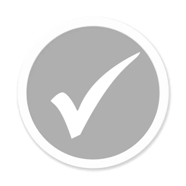 Botón Redondo Gris Con Símbolo Garrapata —  Fotos de Stock