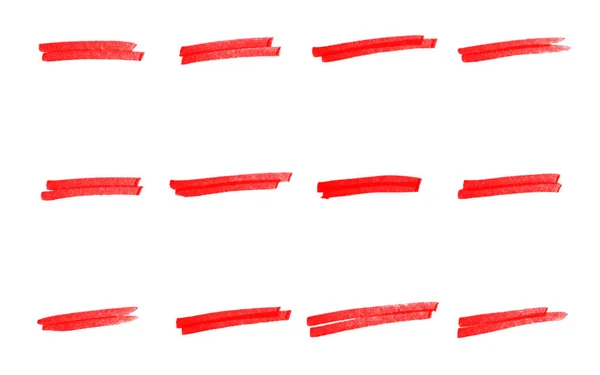 Met Hand Getekende Rode Potlood Texturen Onderstrepen Doorhalen — Stockfoto