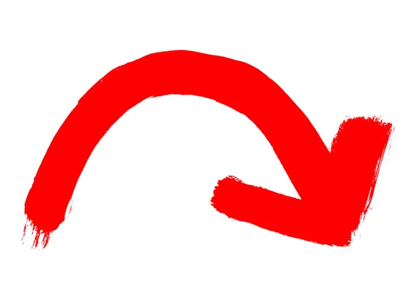 Red Hand Drawn Arrow Curve — Stock Photo, Image