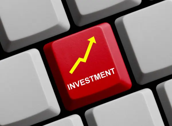 Investment Online Arrow Computer Keyboard Illustration — Stock Photo, Image