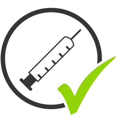 Aşı doğrulandı - Şırınga simgesiyle çember