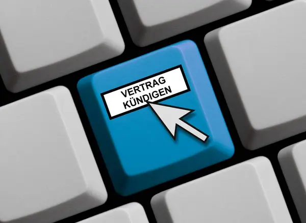 Blue Keyboard Showing Cancel Contract German Language Illustration — Stock Photo, Image