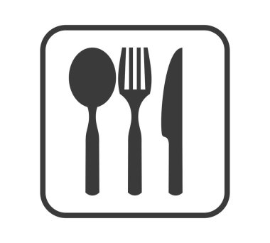 Siyah çerçeveli çatal bıçak ya da Restoran Simgesi