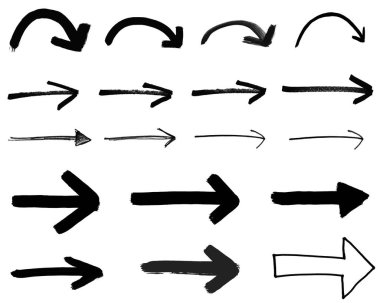 18 el çizilmiş siyah oklar.