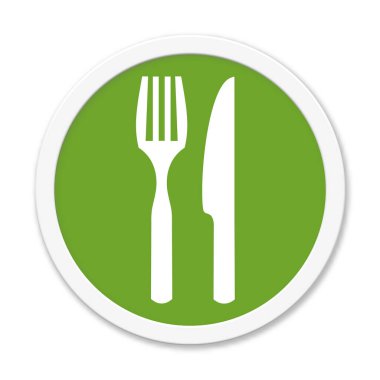 Yuvarlak yeşil düğme Restoranı gösteriyor