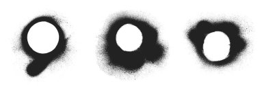 Set of 3 black graffiti circles
