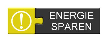 Puzzle Button yellow grey showing Save Energy in german language