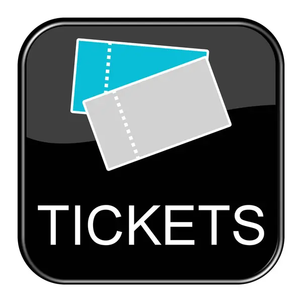 Black Shiny Button Showing Tickets — Stock Photo, Image