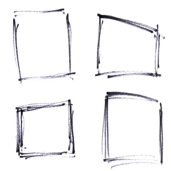 Collection Grey Rectangle Grunge Frames Made Brush Stencil Pencil — Stock Photo, Image