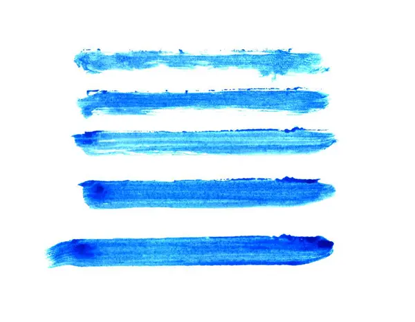 Set Blue Paintbrush Stripes — Stock Photo, Image