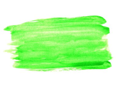 Kopya alanı olan beyaz arkaplanda yeşil suluboya fırça darbesi