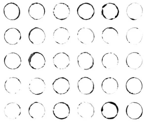 Collection Hand Painted Black Brush Stencil Circles — Stock Photo, Image