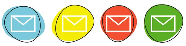 Botones Coloridos Con Icono Del Sobre Azul Amarillo Rojo Verde —  Fotos de Stock