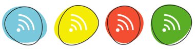 Bedava İnternet simgelerini gösteren 4 renkli düğme - Mavi, sarı, kırmızı, yeşil