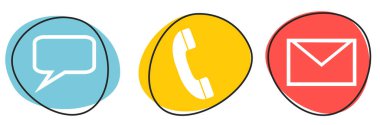 Renkli Düğme Bayrağı Mavi, Turuncu ve Kırmızı: İletişim simgeleri