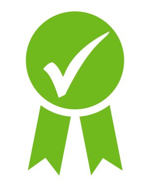 İşaretli işareti gösteren yeşil plaket