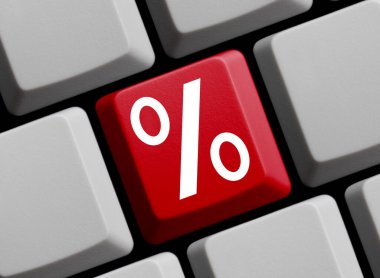 Çevrimiçi para kaydet - Kırmızı bilgisayar klavyesi 3d illüstrasyon