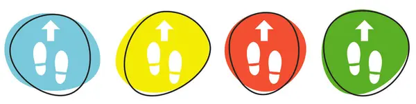 Botones Coloridos Que Muestran Los Iconos Dirección Caminante Azul Amarillo —  Fotos de Stock