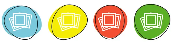 Botones Colores Que Muestran Los Iconos Galería Azul Amarillo Rojo —  Fotos de Stock