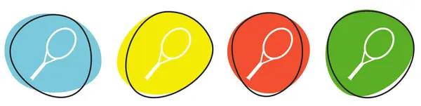 Botones Colores Que Muestran Los Iconos Tenis Azul Amarillo Rojo —  Fotos de Stock