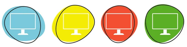 Botones Colores Que Muestran Iconos Monitor Azul Amarillo Rojo Verde —  Fotos de Stock