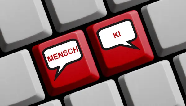 Rote Computertastatur Oder Mensch Deutscher Sprache Illustration — Stockfoto