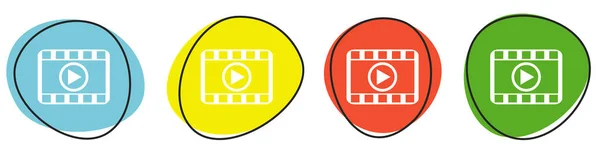 Botones Coloridos Que Muestran Los Iconos Del Jugador Azul Amarillo —  Fotos de Stock