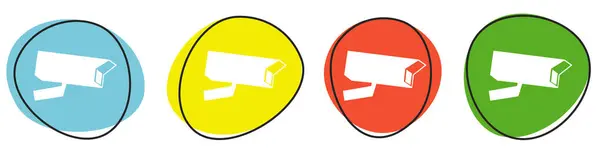 Botones Colores Que Muestran Los Iconos Vigilancia Azul Amarillo Rojo —  Fotos de Stock