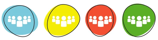 Botones Colores Que Muestran Los Iconos Grupo Azul Amarillo Rojo —  Fotos de Stock